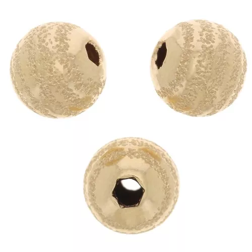 Perlina rotonda con motivo striato inciso a effetto diamante 8mm in gold filled x1