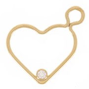 Pendente cuore 15,5 mm con Ossido di zirconio da 2 mm in gold filled x1|raw }}