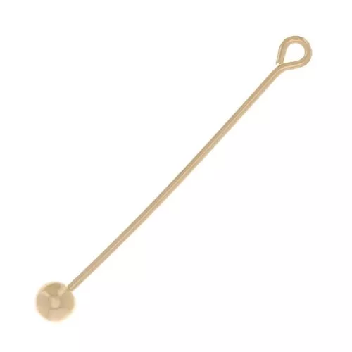 Chiodini a testa tonda 28x0,6 mm con pallina svitabile -Gold filled x1