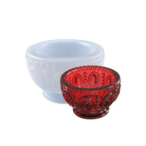 Stampo in silicone per realizzare una ciotola con decorazione in cristallo in resina 6x9,3 cm
