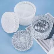 Stampo in silicone per realizzare una scatola portaoggetti con decorazione in cristallo in resina 9 cm