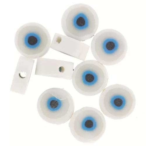 Assortimento di perline rotonde - occhio portafortuna 10 mm - Bianco x10