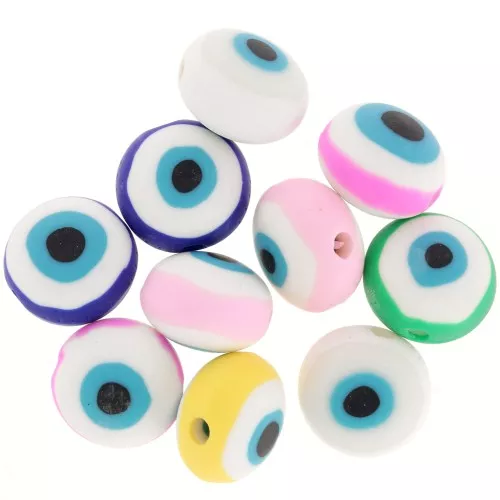 Assortimento di perline tonde portaforta pasta polimerica 12 mm Multicolore x10