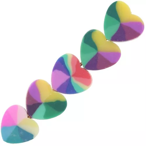 Assortimento di perline a cuore in pasta polimerica 8x9 mm - Multicolore x10