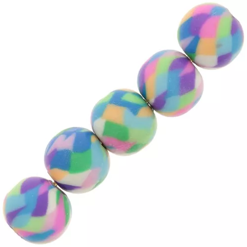 Assortimento di perline tonde appiattite in pasta polimerica 8mm - Multicolore x10