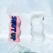 Stampo per sapone in silicone - forma di onda con parola Shut Up 11,5x3,5 cm Trasparente