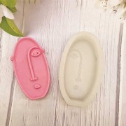 Stampo in silicone per sapone ovale - 10x5,5 cm - Volto astratto - Trasparente