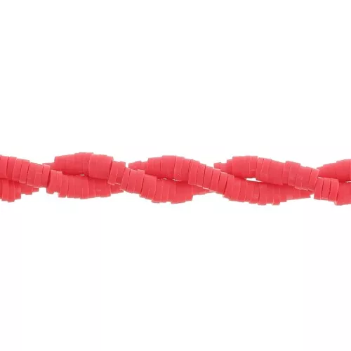 Perle rondelle in pasta polimerica Heishi 4x1 mm - Rosso x45cm