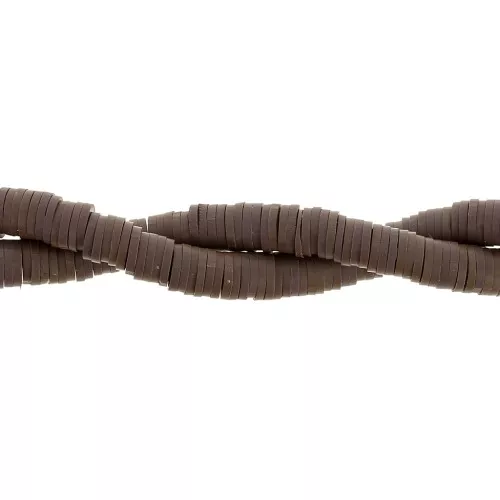 Perle rondelle in pasta polimerica Heishi 6x1 mm - Marrone scuro x45cm