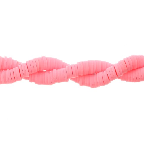 Perle rondelle in pasta polimerica Heishi 6x1 mm - Rosa brillante x45cm