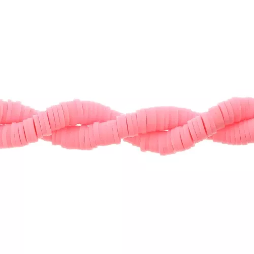 Perle rondelle in pasta polimerica Heishi 6x1 mm - Rosa brillante x45cm