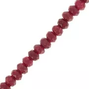 Pietra semipreziosa appiattita rotonda sfaccettata 6x4 mm - Quarzo Bordeaux x35cm