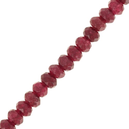 Pietra semipreziosa appiattita rotonda sfaccettata 6x4 mm - Quarzo Bordeaux x35cm