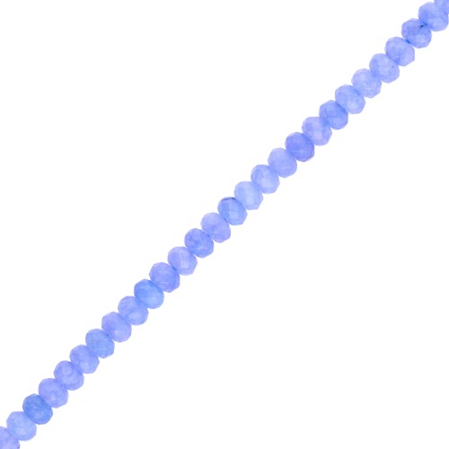 Pietra semipreziosa rotonda appiattita sfaccettata 6x4 mm - Quarzo blu x37cm