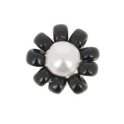 Perline rocaille fiore - margherita - 10 mm - Nero - Bianco perlato x1|raw }}