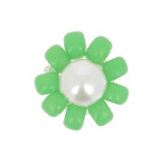 Perline rocaille fiore - Margherita - 10 mm - Verde - Bianco perlato x1|raw }}