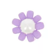 Perline rocaille fiore - margherita - 10 mm - Viola - Bianco perlato x1