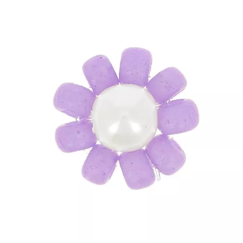 Perline rocaille fiore - margherita - 10 mm - Viola - Bianco perlato x1