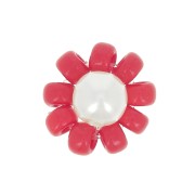 Perline rocaille fiore - Margherita - 10 mm - Rosso - Bianco perlato x1|raw }}