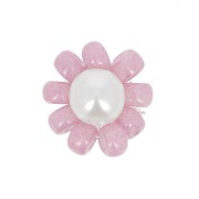 Perline rocaille fiore - margherita - 10 mm - Rosa antico - Bianco perlato x1|raw }}