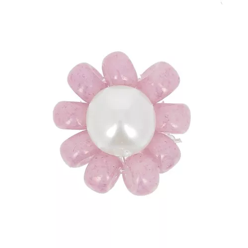 Perline rocaille fiore - margherita - 10 mm - Rosa antico - Bianco perlato x1