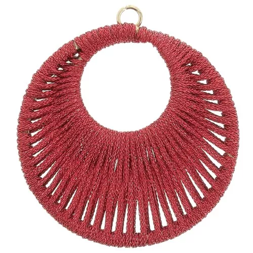Pendente rotondo con filo intrecciato 46 mm - Rosso brillante x1