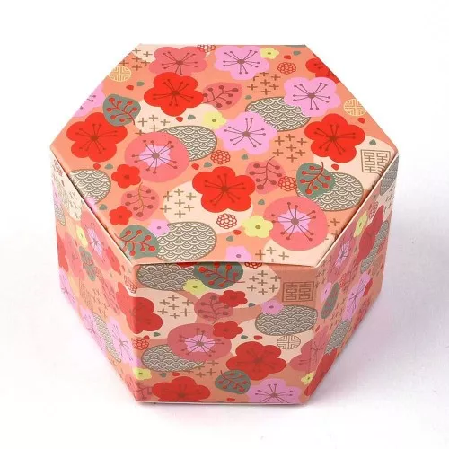 Scatola regalo fai da te 8,5x7,5x5,5 cm Motivo floreale - Arancione - Multicolore