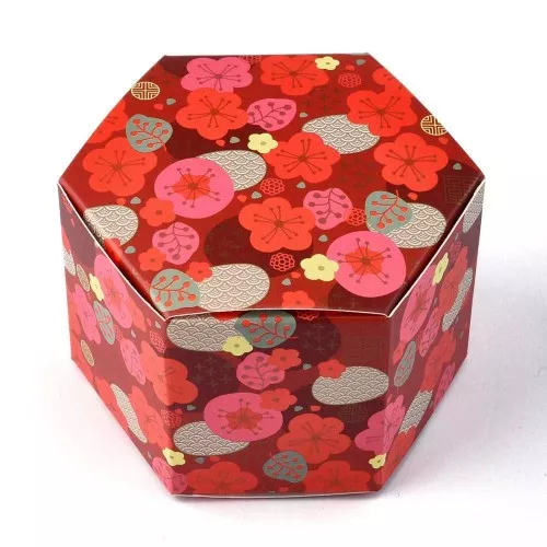 Scatola regalo fai da te 8,5x7,5x5,5 cm - Motivo floreale - Rosso - Multicolore