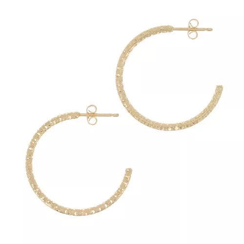 Orecchini a cerchio diamantati da 28 mm - dorato con oro fino x2
