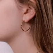 Orecchini a cerchio diamantati da 28 mm - dorato con oro fino x2