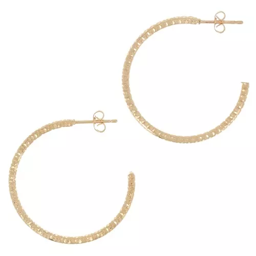 Orecchini a cerchio diamantati da 32 mm - Dorato con oro fino x2