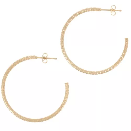 Orecchini a cerchio con diamanti traforati 36 mm - Dorato con oro fino x2