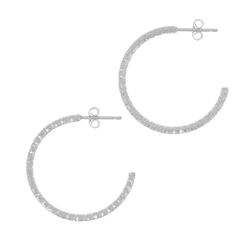 Orecchini a cerchio aperti con diamanti 28 mm - Placcatura fine in argento x2
