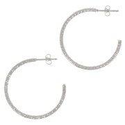 Orecchini a cerchio diamantati da 32mm - Placcatura in argento x2|raw }}