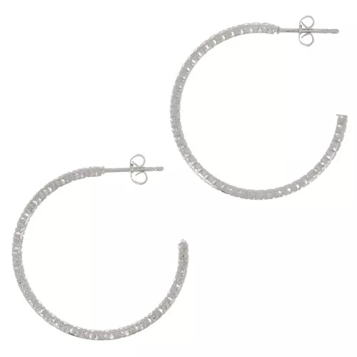 Orecchini a cerchio diamantati da 32mm - Placcatura in argento x2