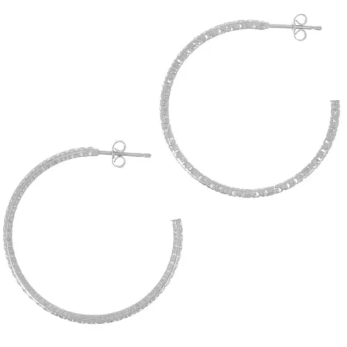 Orecchini a cerchio con diamanti 36 mm - Placcatura argento x2