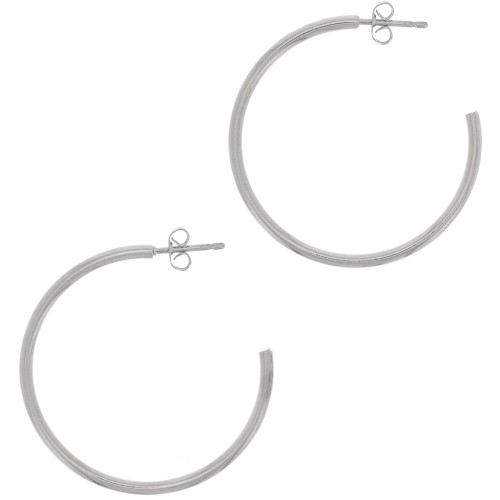 Orecchini a cerchio aperti 36 mm - Placcatura argento x2