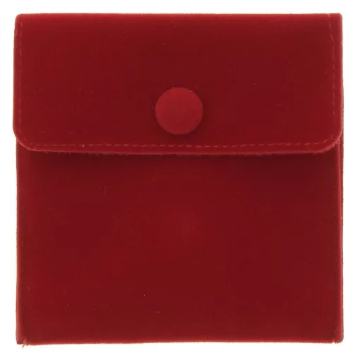 Pochette in velluto con chiusura bottoni pressione 100x95 mm - Rosso x1