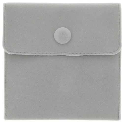 Pochette in velluto con chiusura bottoni pressione 100x95 mm - Grigio x1