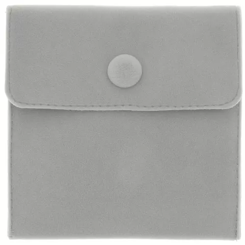 Pochette in velluto con chiusura bottoni pressione 100x95 mm - Grigio x1