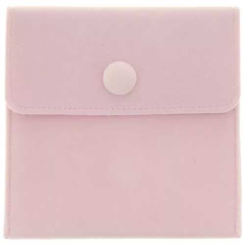 Pochette in velluto con chiusura bottoni pressione 100x95 mm - Rosa chiaro x1