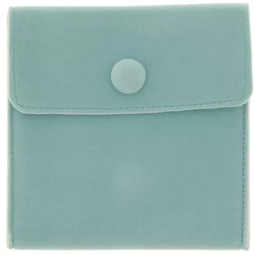 Pochette in velluto con chiusura bottoni pressione 100x95 mm - Turchese x1