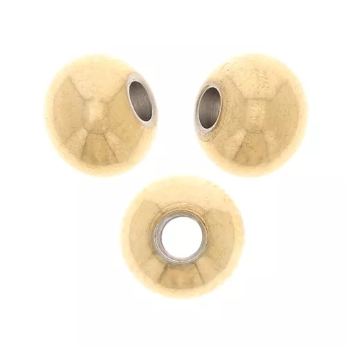 Perline tonde appiattite 6x4,7 mm - Acciaio inox 304 dorato x10
