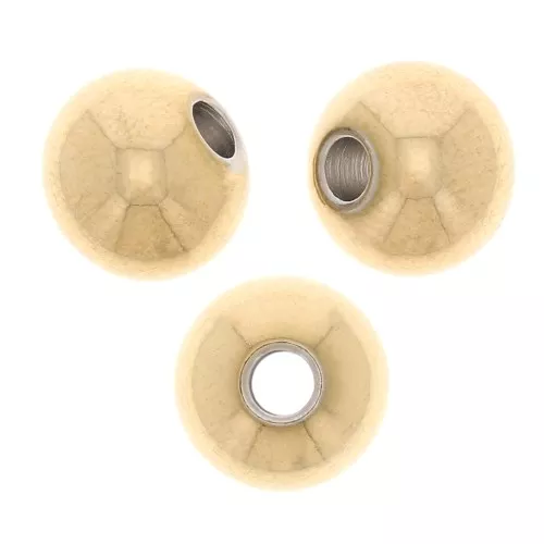 Perline tonde appiattite 8x6,7 mm - Acciaio inox 304 dorato x10