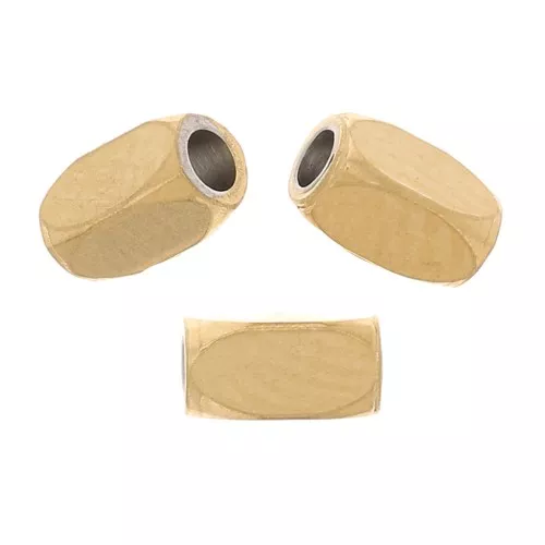 Perline rettangolari 4x2 mm - Acciaio inox 304 dorato x10