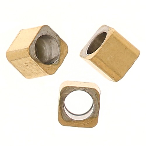 Perline cubiche da 2 mm - Acciaio inossidabile 304 dorato x10
