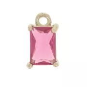 Mini ciondolo rettangolare con Ossido di zirconio 8,5x5 mm - Oro - Fucsia x1