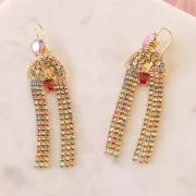 Mini ciondolo rettangolare con Ossido di zirconio 8,5x5 mm - Oro - Fucsia x1
