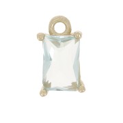 Mini ciondolo rettangolare con Ossido di zirconio 8,5x5 mm - Oro - Acquamarina x1|raw }}