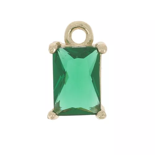 Mini ciondolo rettangolare con Ossido di zirconio 8,5x5 mm - Oro - Smeraldo x1